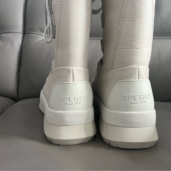 New Sperry Kittery Winter White/Ivory waterproof leather boots Size 8.5 - Picture 6 of 10